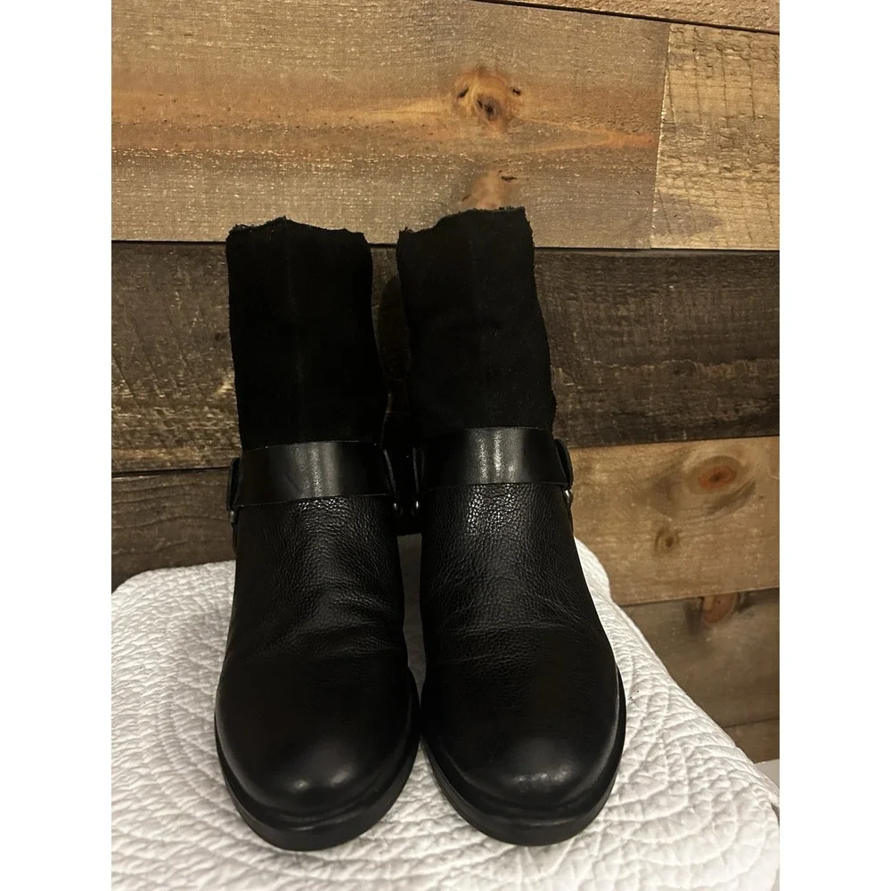 Franco‎ Sarto Benton Black Leather Harness Boots Womens Size 7 M
